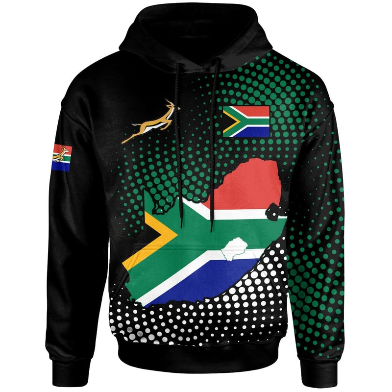 South Africa Map Flag Springbok Hoodie, African Hoodie For Men Women