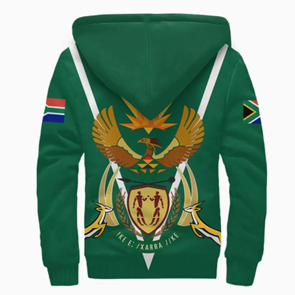 South Africa Sherpa Hoodie Coat Of Arms, African Hoodie For Men Women