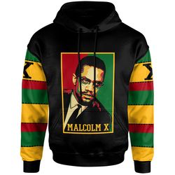 african hoodie - malcolm x retro hoodie, african hoodie for men women
