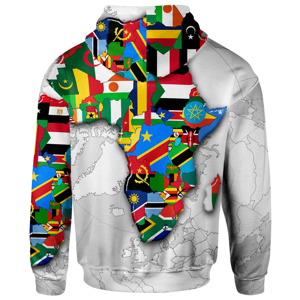 African Hoodie - African Map Flag White Hoodie, African Hoodie For Men Women