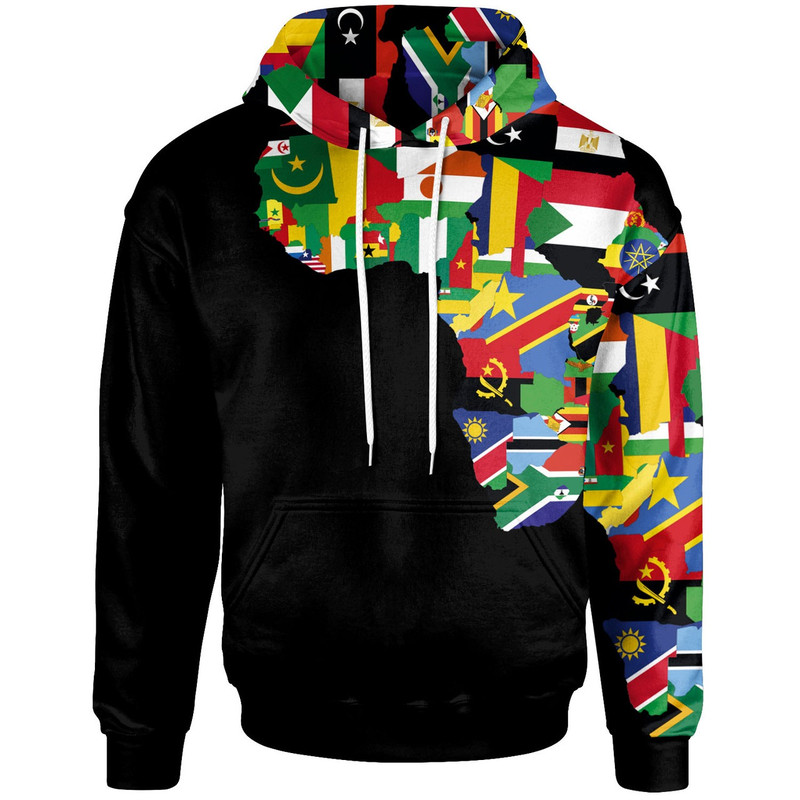 African Hoodie - African Map Flag Hoodie, African Hoodie For Men Women