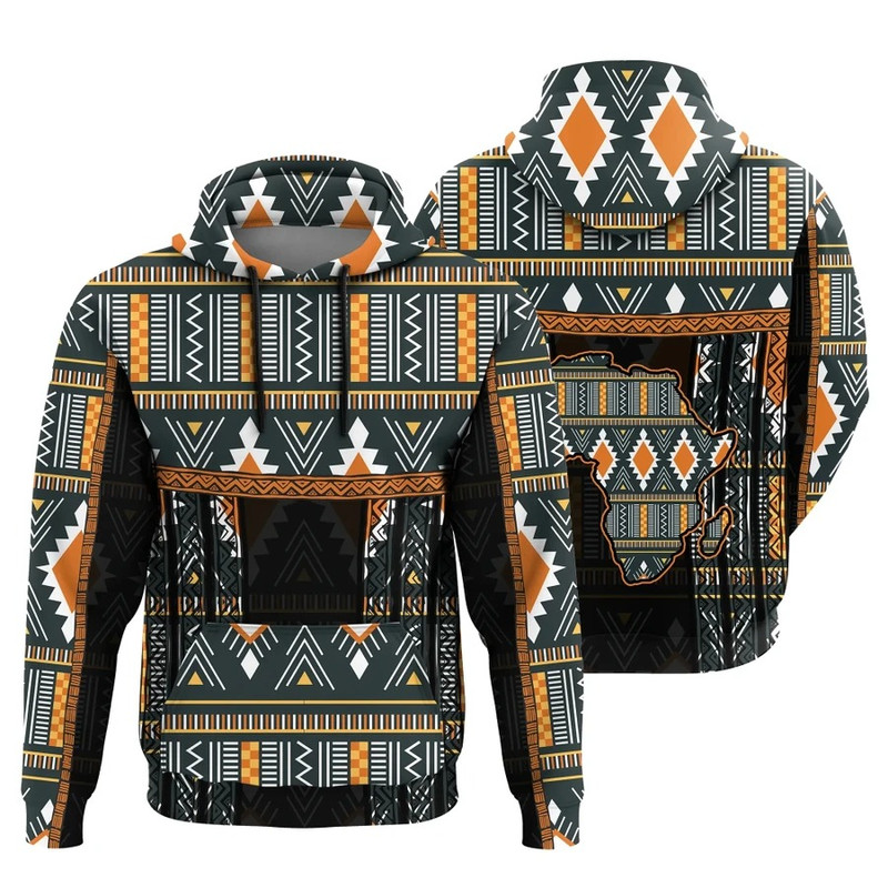 Ashanti Geometric Kente Hoodie, African Hoodie For Men Women