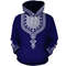 Blue Dashiki Hoodie, African Hoodie For Men Women