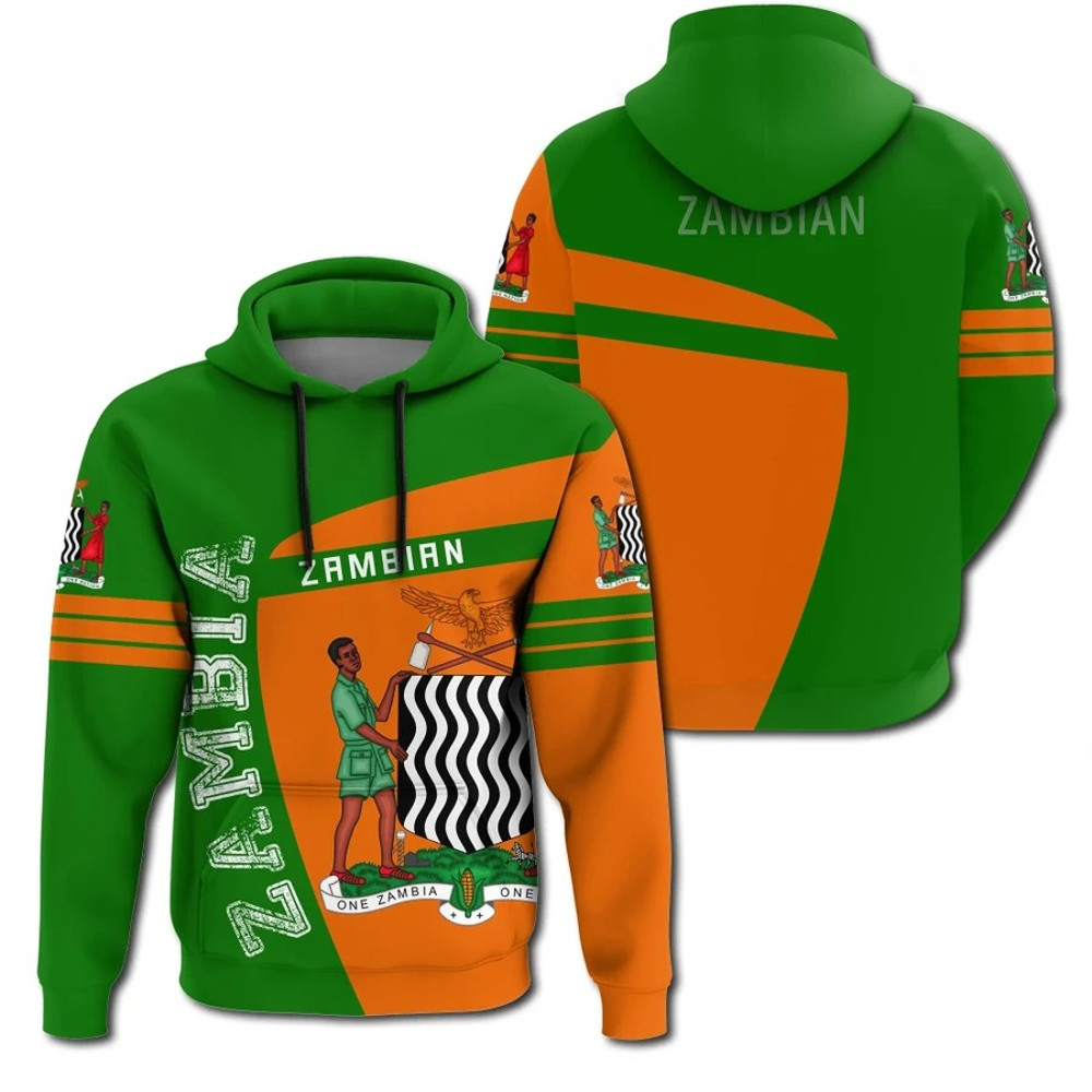 Zambia Hoodie Sport Premium, African Hoodie For Men Women