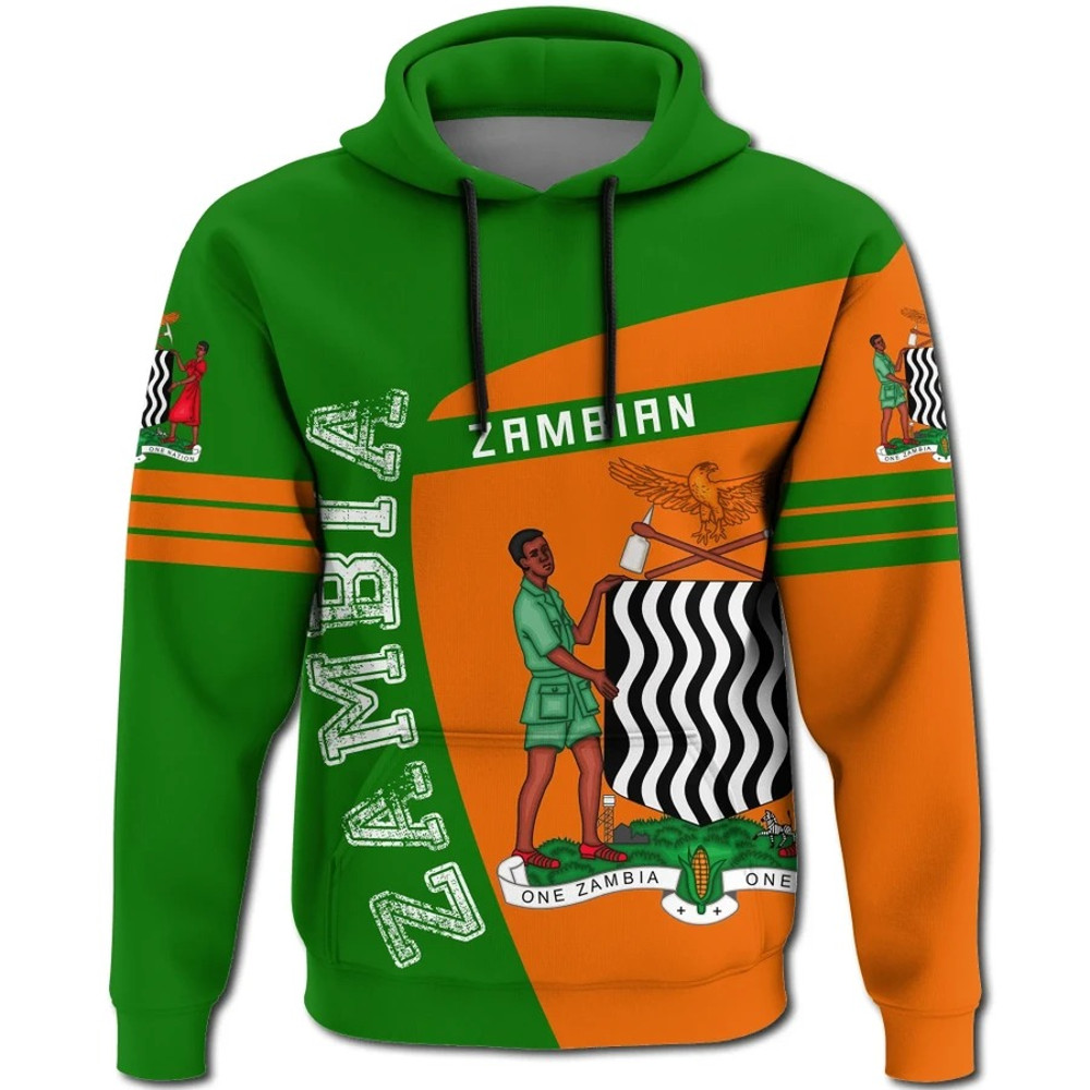 Zambia Hoodie Sport Premium, African Hoodie For Men Women