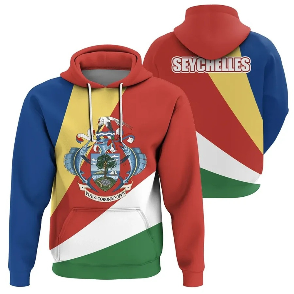Seychelles Flag Hoodie, African Hoodie For Men Women