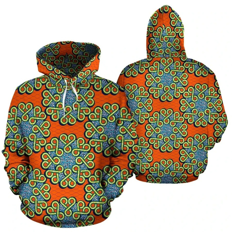 Ankara Orange Hoodie, African Hoodie For Men Women