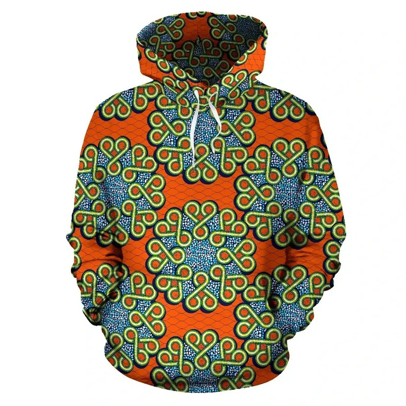 Ankara Orange Hoodie, African Hoodie For Men Women