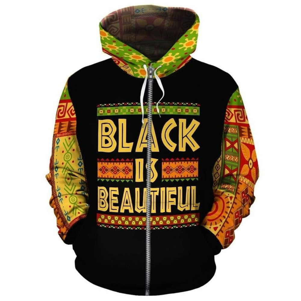 BLACK IS BEAUTIFUL Fleece All-over Hoodie, African Hoodie For Men Women