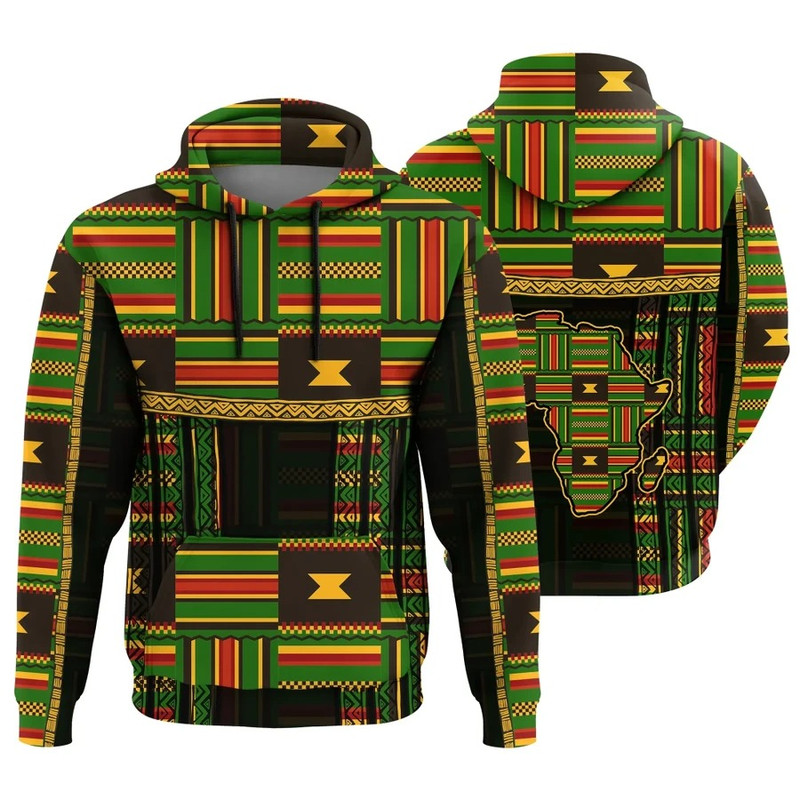 Ghanaian Pattern Kente Hoodie, African Hoodie For Men Women