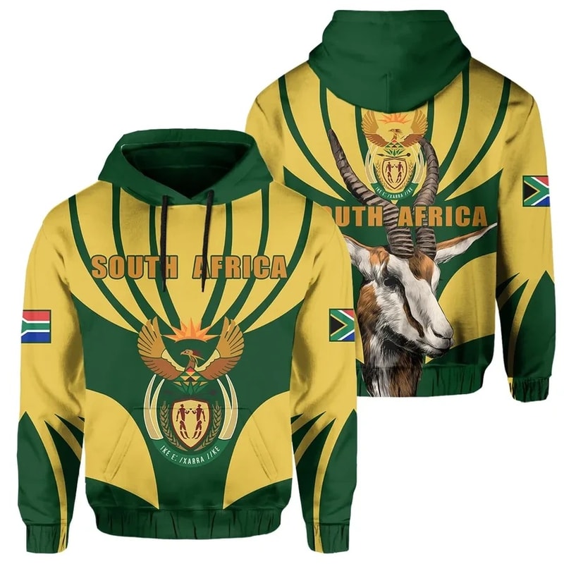 South Africa King Protea Yellow Hoodie, African Hoodie For Men Women
