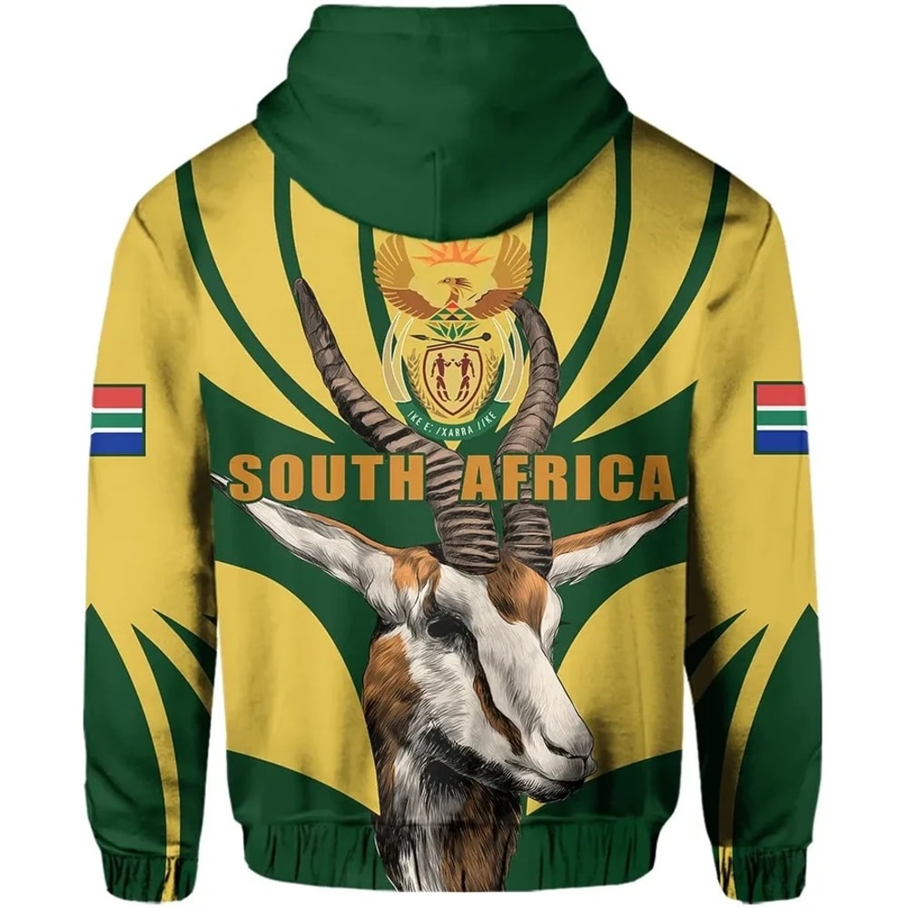 South Africa King Protea Yellow Hoodie, African Hoodie For Men Women