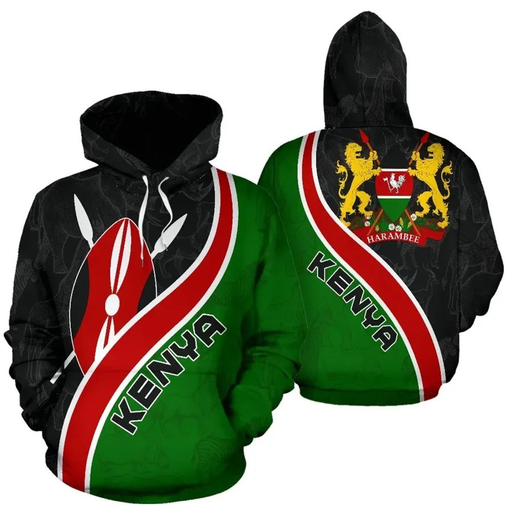 Kenya Shield Lion Hoodie, African Hoodie For Men Women
