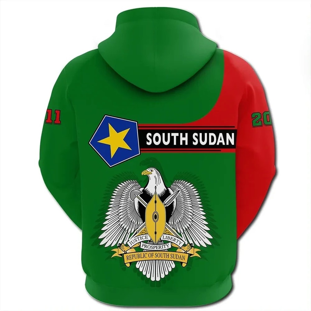 South Sudan Hoodie Pentagon Style, African Hoodie For Men Women