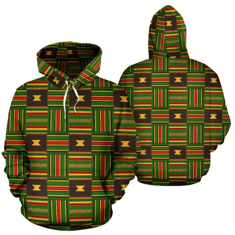 Kente Hoodie Ghanaian Pattern, African Hoodie For Men Women