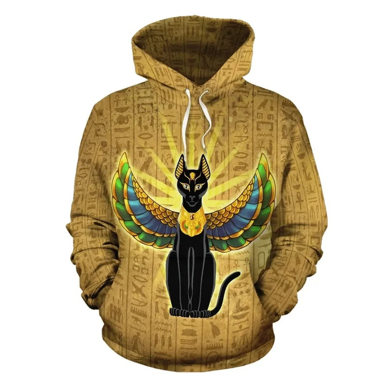 Black - Egyptian Cat Hoodie, African Hoodie For Men Women