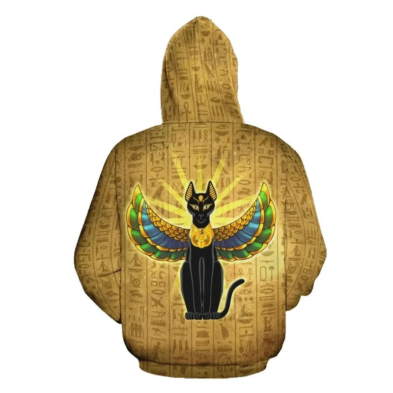 Black - Egyptian Cat Hoodie, African Hoodie For Men Women