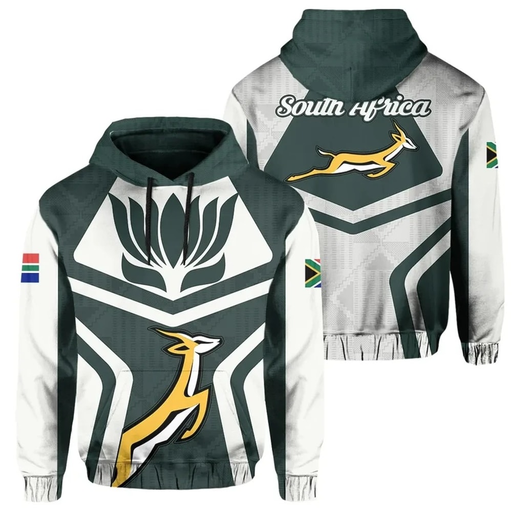 South Africa Springbok Protea Hoodie - Ryan Style, African Hoodie For Men Women