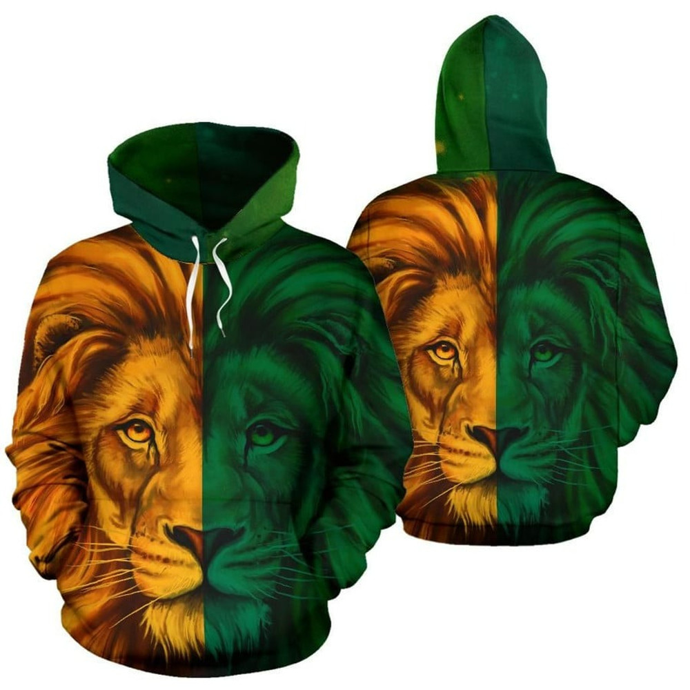 Africa King Of The Animal Lion Hoodie Green, African Hoodie For Men Women