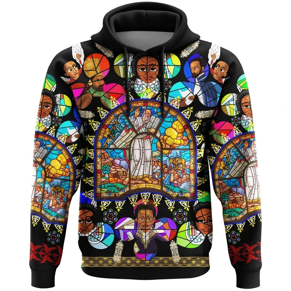 Ethiopia Stained Glass Window Orthodox Hoodie, African Hoodie For Men Women