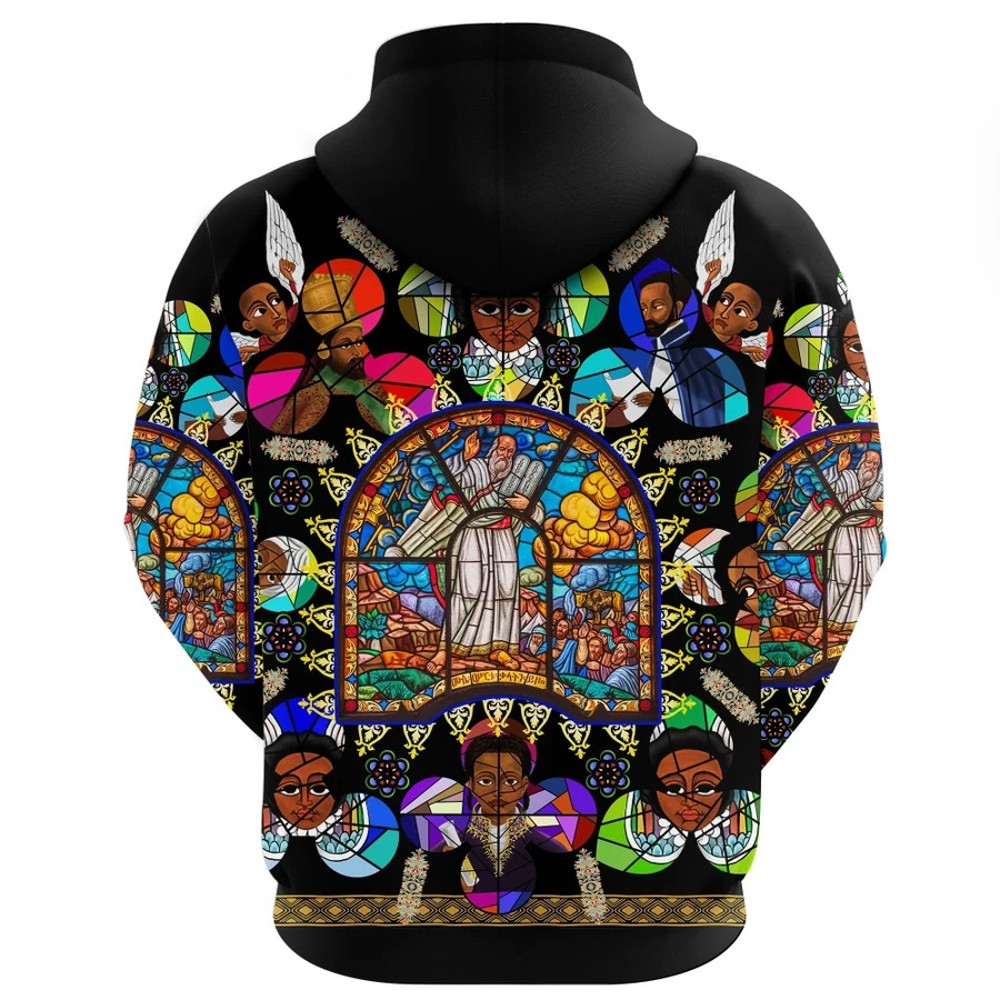 Ethiopia Stained Glass Window Orthodox Hoodie, African Hoodie For Men Women