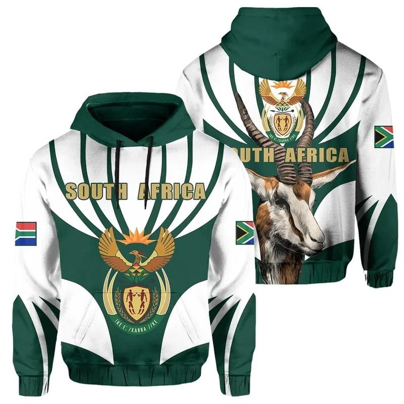 South Africa King Protea White Hoodie, African Hoodie For Men Women