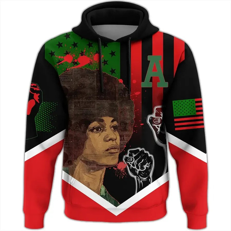 African American Flag Angela Davis Hoodie, African Hoodie For Men Women