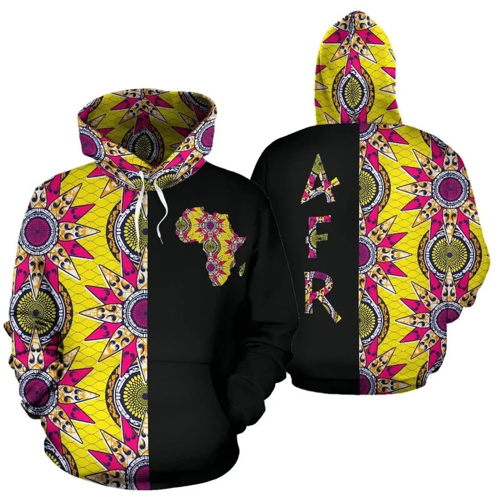 Ankara Cloth - Ankara Aje Goddess of Wealth The Half Hoodie, African Hoodie For Men Women