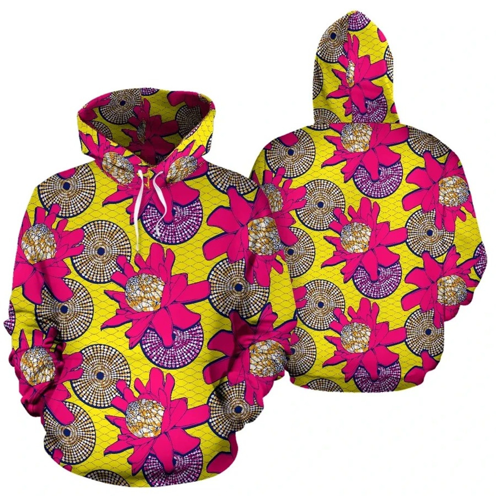Ankara Protea Hoodie, African Hoodie For Men Women