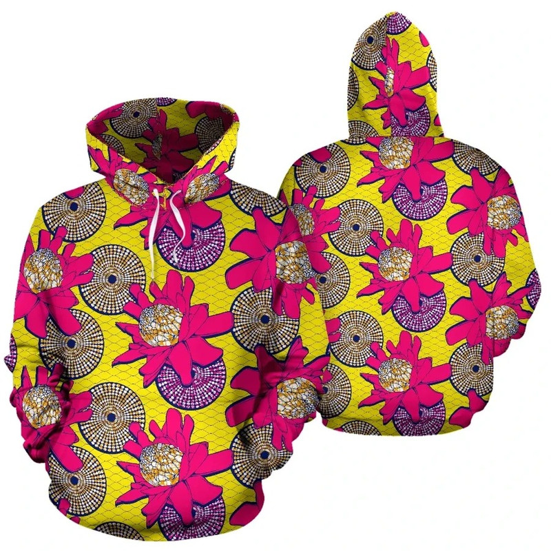 Ankara Protea Hoodie, African Hoodie For Men Women