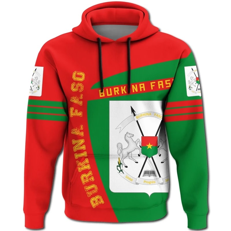 Burkina Faso Hoodie Sport Premium, African Hoodie For Men Women