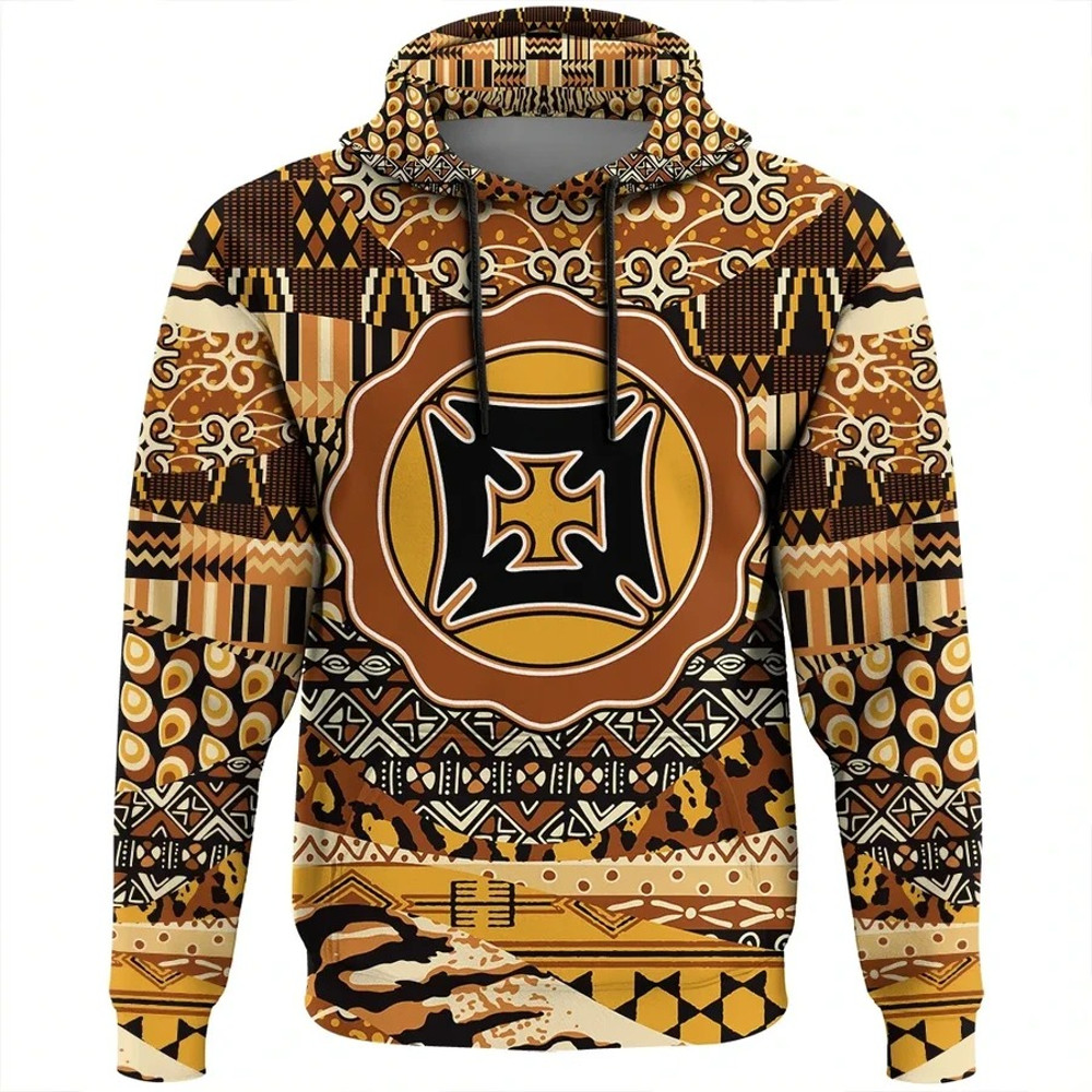 Fihankra Hoodie Leo Style, African Hoodie For Men Women