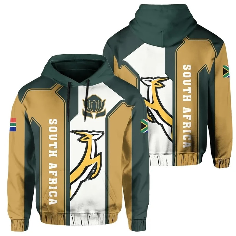 South Africa Flag Springbok Protea Hoodie - Danh Style, African Hoodie For Men Women