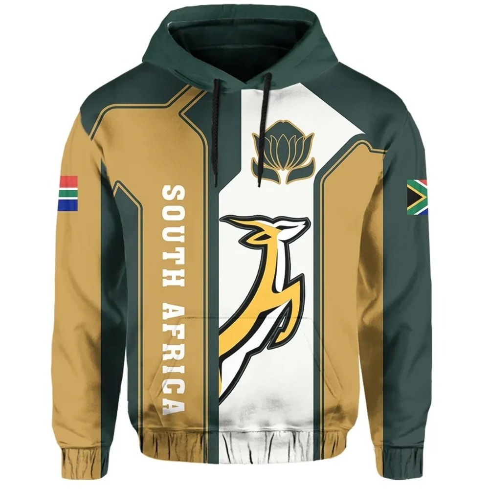 South Africa Flag Springbok Protea Hoodie - Danh Style, African Hoodie For Men Women