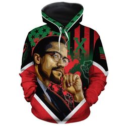 african american flag malcolm x hoodie, african hoodie for men women