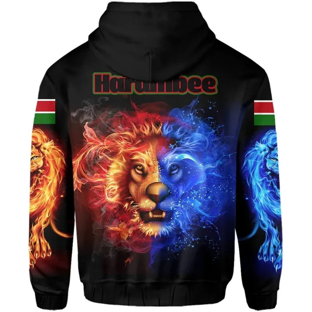 Kenya Hoodie Flame And Water Lion, African Hoodie For Men Women