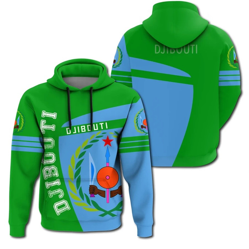 Djibouti Hoodie Sport Premium, African Hoodie For Men Women