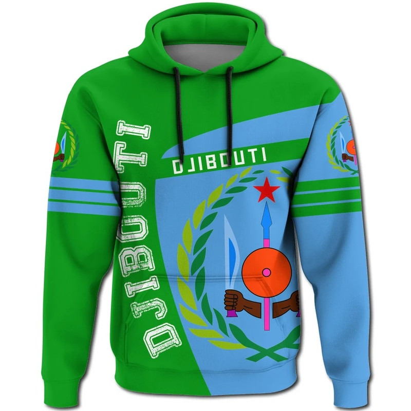 Djibouti Hoodie Sport Premium, African Hoodie For Men Women