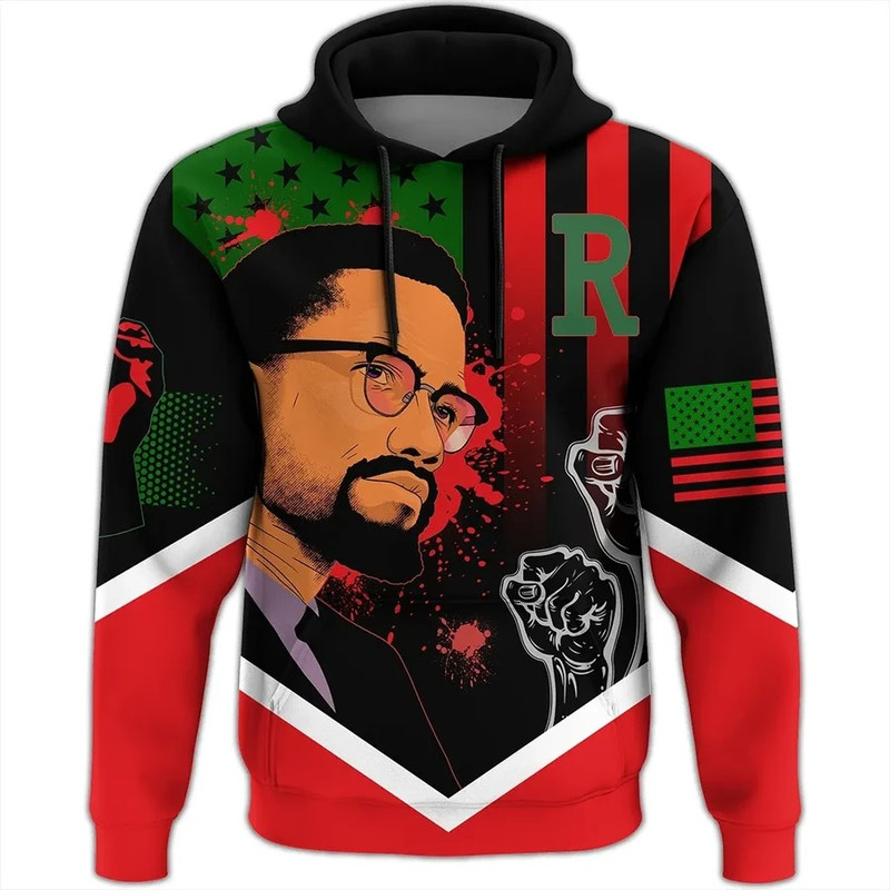 African American Flag Malcolm X Ver2 Hoodie, African Hoodie For Men Women