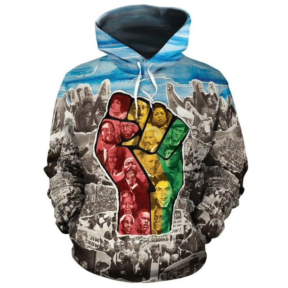 Black Powerful Fist Hoodie, African Hoodie For Men Women