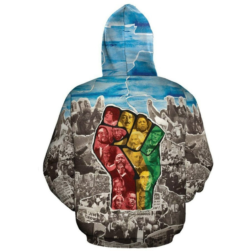 Black Powerful Fist Hoodie, African Hoodie For Men Women