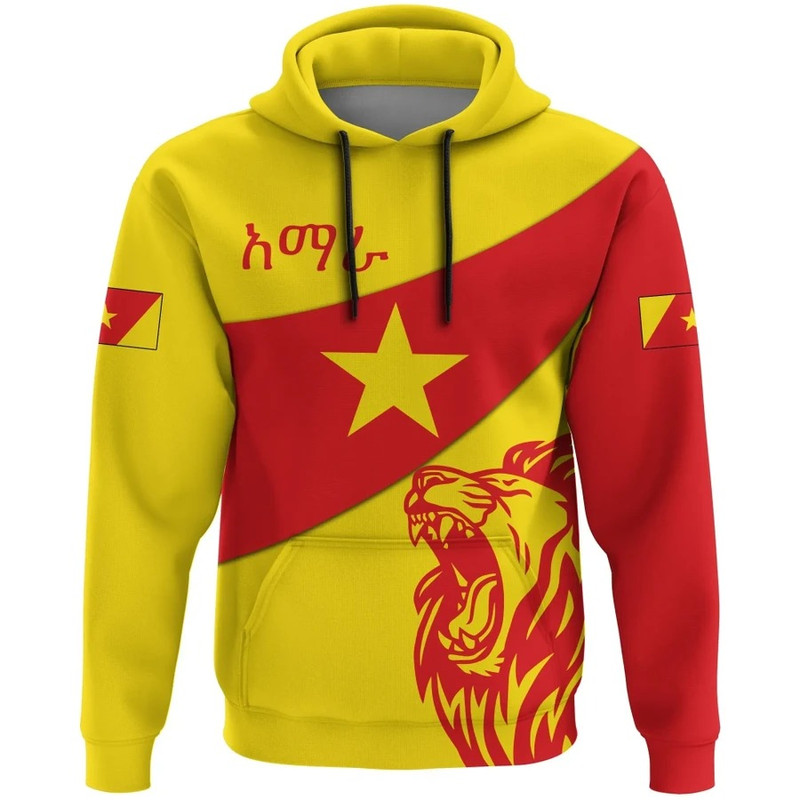 Amhara Flag Lion Hoodie, African Hoodie For Men Women