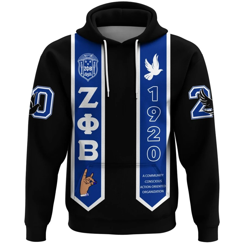Zeta Phi Beta Hoodie Graduation Stole Style, African Hoodie For Men Women