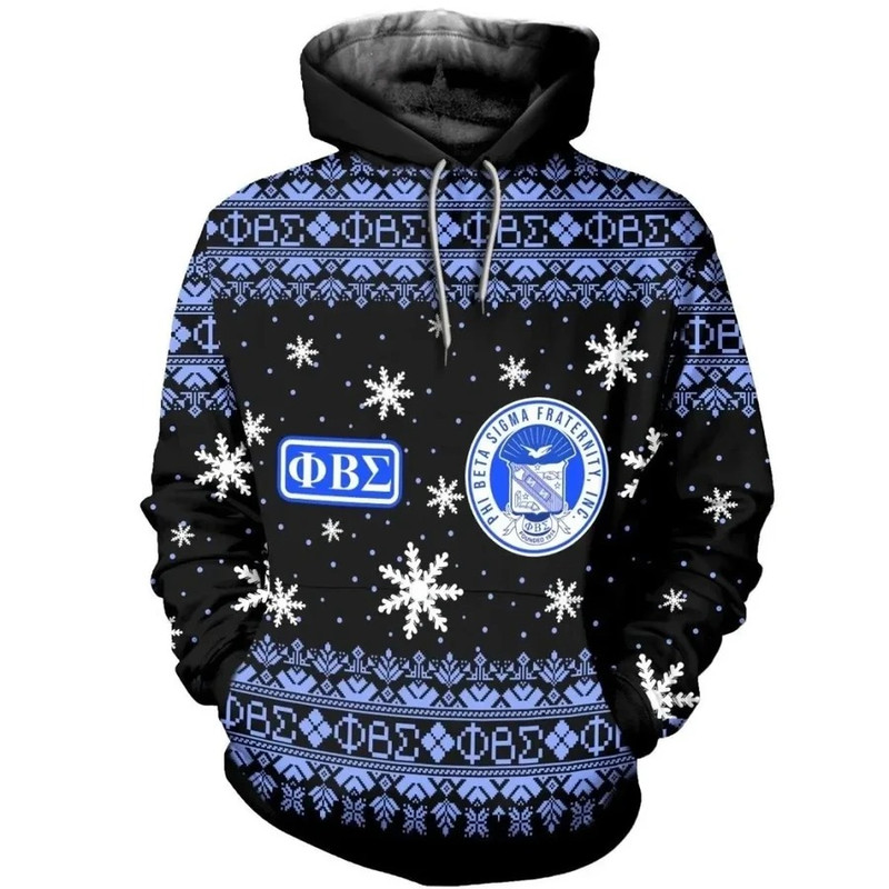 Christmas Snow Ball Phi Beta Sigma Black Hoodie, African Hoodie For Men Women