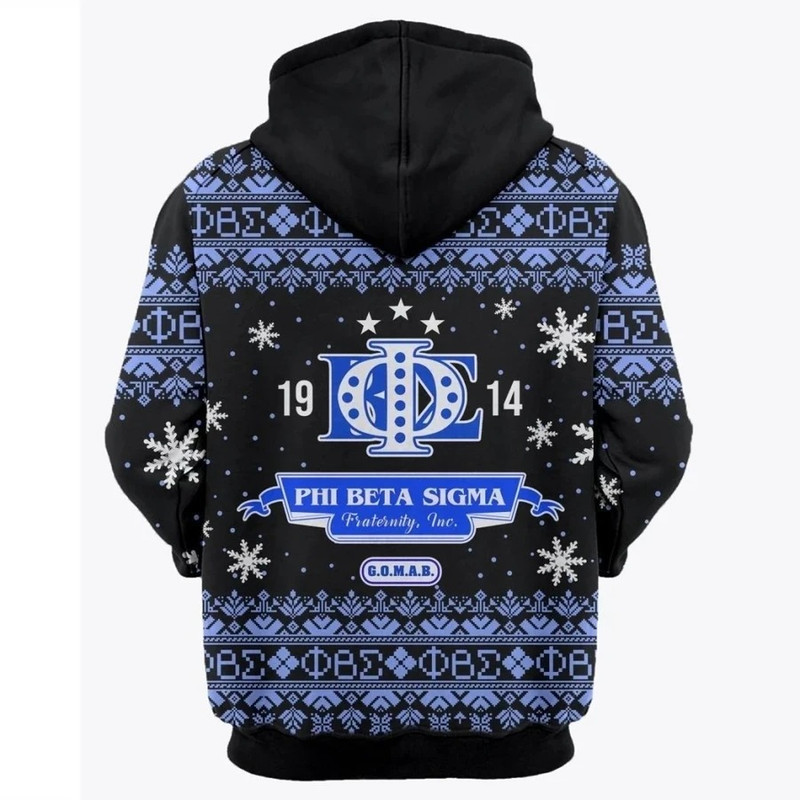 Christmas Snow Ball Phi Beta Sigma Black Hoodie, African Hoodie For Men Women