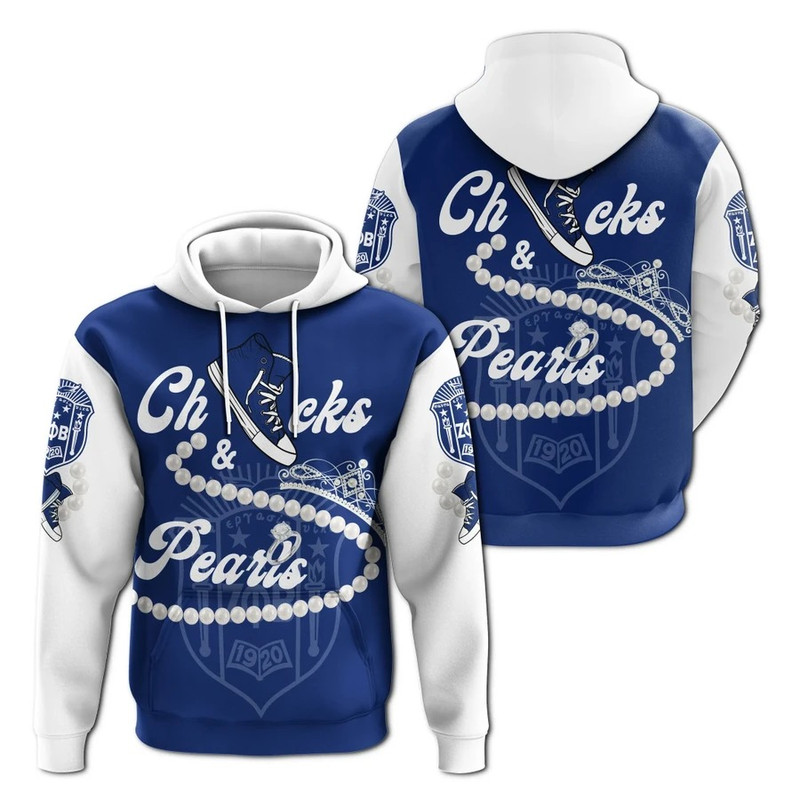 Zeta Phi Beta Chucks And Pearls Hoodie K.H Pearls, African Hoodie For Men Women