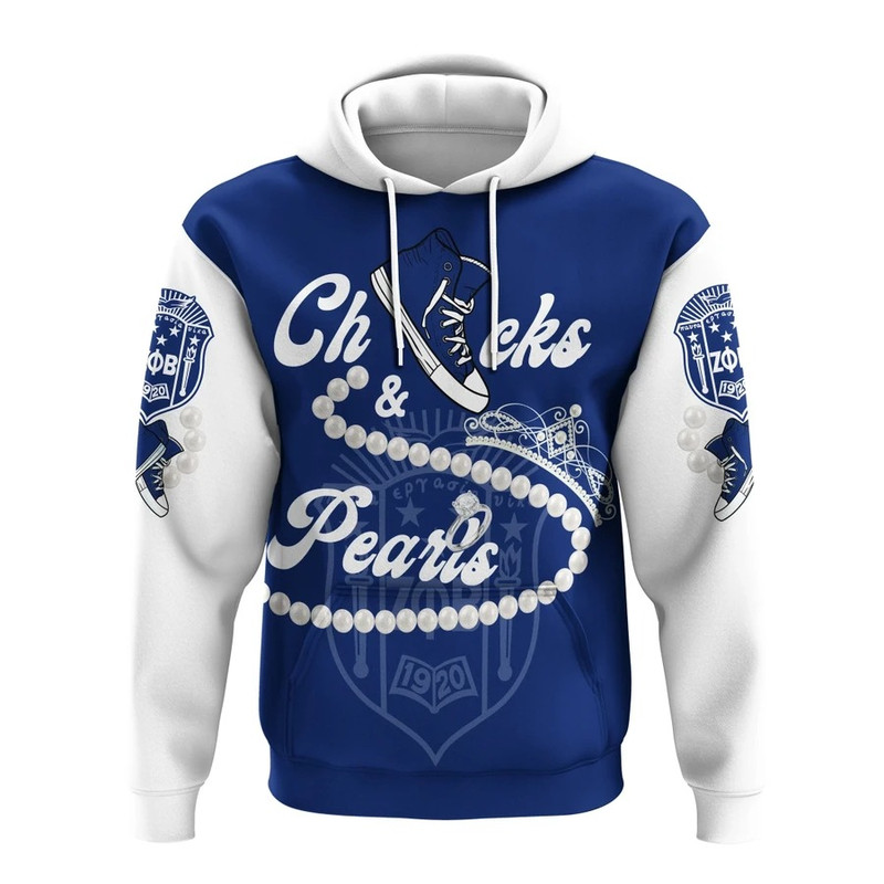 Zeta Phi Beta Chucks And Pearls Hoodie K.H Pearls, African Hoodie For Men Women