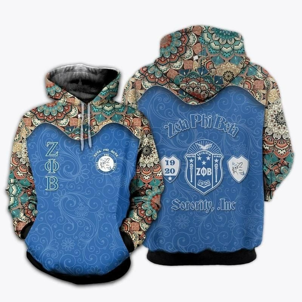 Floral Zeta Phi Beta Hoodie, African Hoodie For Men Women