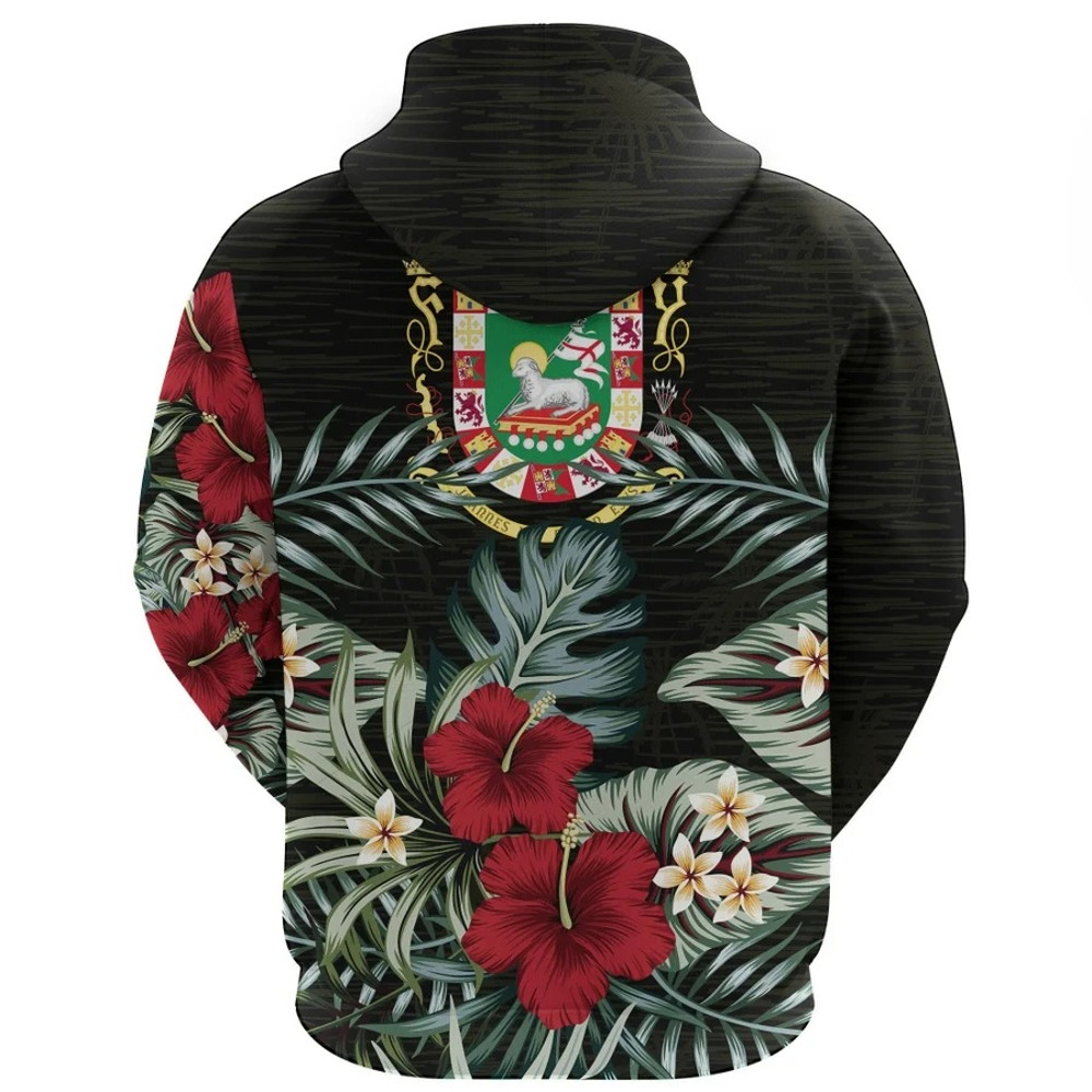 Puerto Rico Flower Hoodie, African Hoodie For Men Women