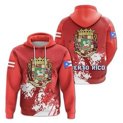 puerto rico coat of arms hoodie spaint style, african hoodie for men women